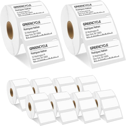 GREENCYCLE 10 Roll Compatible for Dymo 30334 2 - 1/4" x 1 - 1/4" White Multipurpose Medium Address Shipping Label for Labelwriter 450, 4XL & Zebra Desktop Printers 1000 Labels/Roll, NOT FIT 550 & 5XL | All - Purpose Labels - TrueDesk