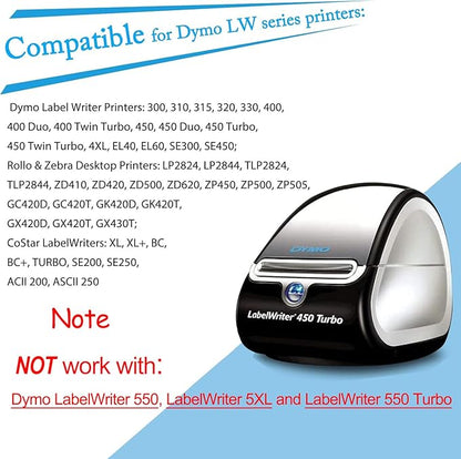 GREENCYCLE 10 Roll Compatible for Dymo 30334 2 - 1/4" x 1 - 1/4" White Multipurpose Medium Address Shipping Label for Labelwriter 450, 4XL & Zebra Desktop Printers 1000 Labels/Roll, NOT FIT 550 & 5XL | All - Purpose Labels - TrueDesk