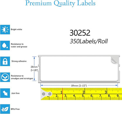 GREENCYCLE Compatible DYMO 30252 Address & Barcode Labels (1 - 1/8" x 3 - 1/2") – 10 Rolls/3500 Direct Thermal Labels, Work with DYMO LabelWriter 450, 4XL, NOT Compatible with 550 & 5XL | Labeling Tapes - TrueDesk