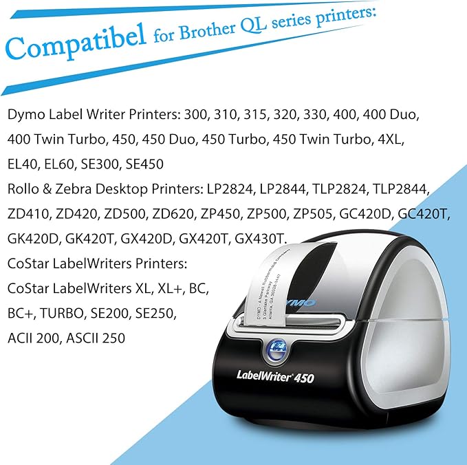 GREENCYCLE Compatible DYMO 30252 Address & Barcode Labels (1 - 1/8" x 3 - 1/2") – 10 Rolls/3500 Direct Thermal Labels, Work with DYMO LabelWriter 450, 4XL, NOT Compatible with 550 & 5XL | Labeling Tapes - TrueDesk
