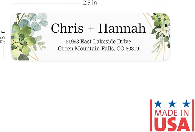 Greenery Frames Rolled Address Labels/Roll of 250 Personalized Address Labels/Designer Return Address Stickers in Elegant Plastic Dispenser | Address Labels - TrueDesk