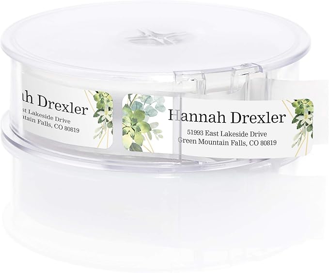 Greenery Frames Rolled Address Labels/Roll of 250 Personalized Address Labels/Designer Return Address Stickers in Elegant Plastic Dispenser | Address Labels - TrueDesk