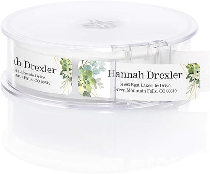 Greenery Frames Rolled Address Labels/Roll of 250 Personalized Address Labels/Designer Return Address Stickers in Elegant Plastic Dispenser | Address Labels - TrueDesk