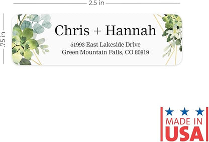 Greenery Frames Rolled Address Labels/Roll of 500 Personalized Address Labels/Designer Return Address Stickers in Elegant Plastic Dispenser | Address Labels - TrueDesk