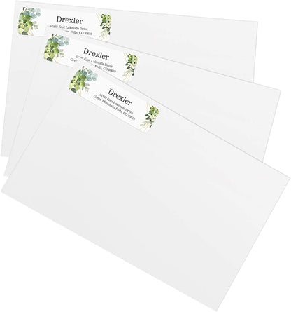 Greenery Frames Rolled Address Labels/Roll of 500 Personalized Address Labels/Designer Return Address Stickers in Elegant Plastic Dispenser | Address Labels - TrueDesk