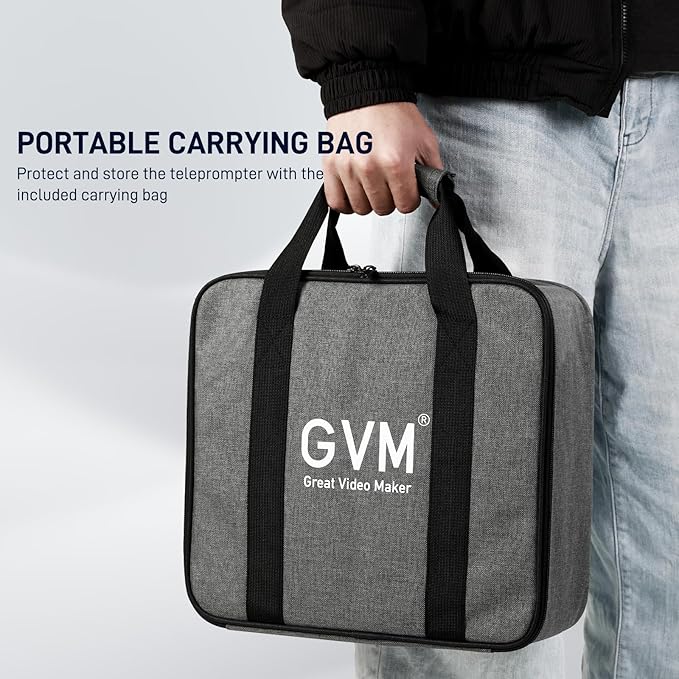 GVM 12" Teleprompter for iPad Tablet Phone DSLR Camera, Collapsible Teleprompter Kit with Installation Free Design, HD Refective Display, APP Remote Control, Carry Case, for Video Recording | Teleprompters - TrueDesk