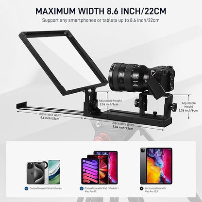 GVM 12" Teleprompter for iPad Tablet Phone DSLR Camera, Collapsible Teleprompter Kit with Installation Free Design, HD Refective Display, APP Remote Control, Carry Case, for Video Recording | Teleprompters - TrueDesk