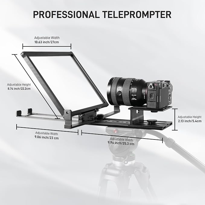 GVM 12" Teleprompter kit with Remote Control & App, Collapsible Teleprompter for iPad Tablet Phone DSLR Camera, Prompter with Carry Case, HD Refective Display, for Video Recording/Vlogger | Teleprompters - TrueDesk
