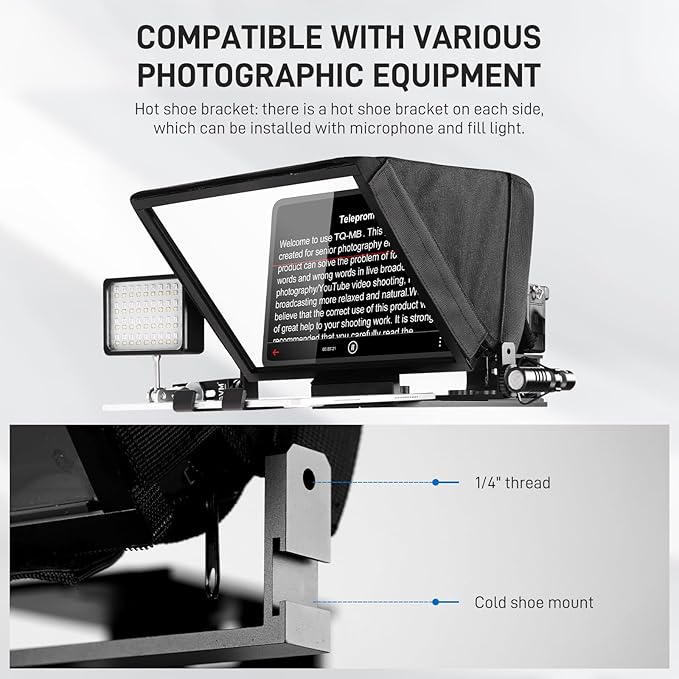 GVM 12" Teleprompter kit with Remote Control & App, Collapsible Teleprompter for iPad Tablet Phone DSLR Camera, Prompter with Carry Case, HD Refective Display, for Video Recording/Vlogger | Teleprompters - TrueDesk