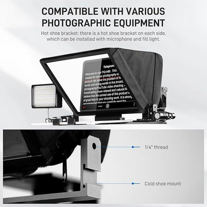 GVM 12" Teleprompter kit with Remote Control & App, Collapsible Teleprompter for iPad Tablet Phone DSLR Camera, Prompter with Carry Case, HD Refective Display, for Video Recording/Vlogger | Teleprompters - TrueDesk