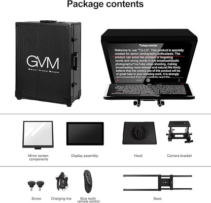 GVM Teleprompter Kit for Digital Cameras/camcorders Portable 18.5'' Teleprompter Kit with Remote Control & App,with 18.5" Android All - in - One Monitor and Carry Case | Teleprompters - TrueDesk