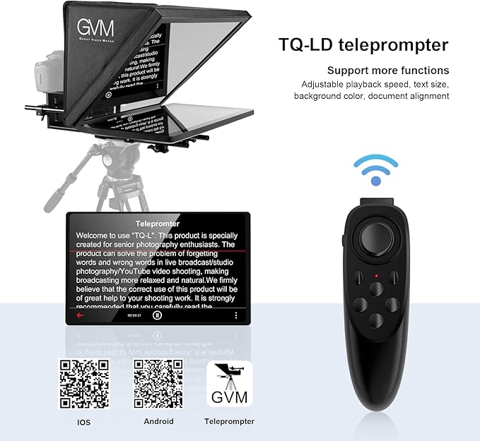 GVM Teleprompter Kit for Digital Cameras/camcorders Portable 18.5'' Teleprompter Kit with Remote Control & App,with 18.5" Android All - in - One Monitor and Carry Case | Teleprompters - TrueDesk