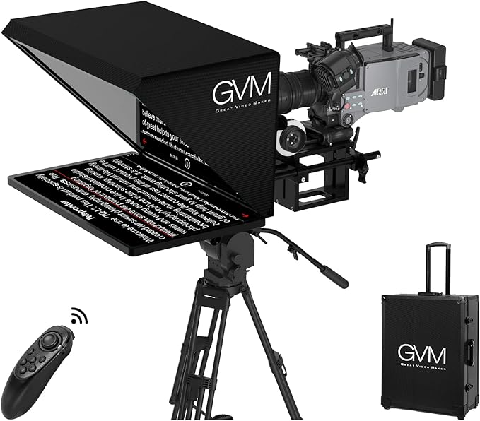 GVM Teleprompter Kit for Digital Cameras/camcorders Portable 18.5'' Teleprompter Kit with Remote Control & App,with 18.5" Android All - in - One Monitor and Carry Case | Teleprompters - TrueDesk
