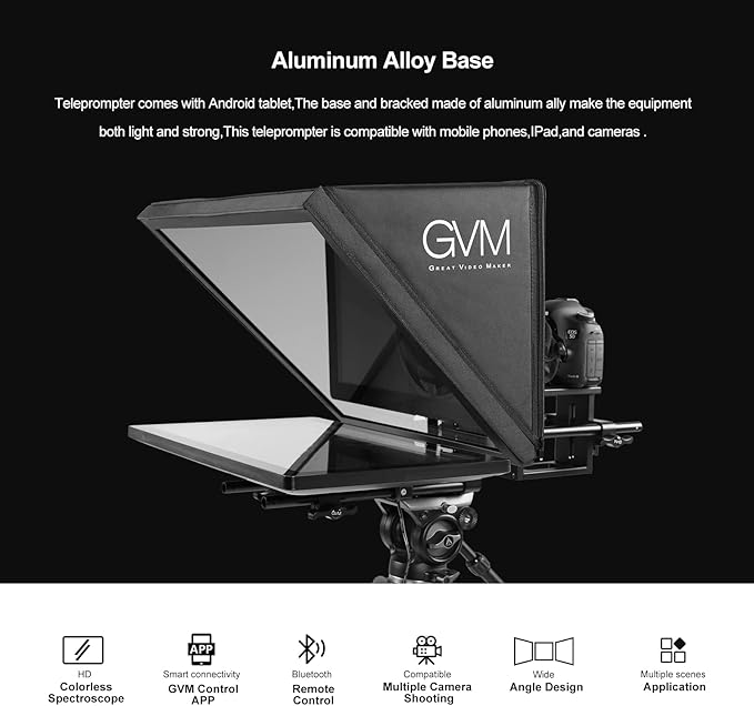 GVM Teleprompter Kit for Digital Cameras/camcorders Portable 18.5'' Teleprompter Kit with Remote Control & App,with 18.5" Android All - in - One Monitor and Carry Case | Teleprompters - TrueDesk