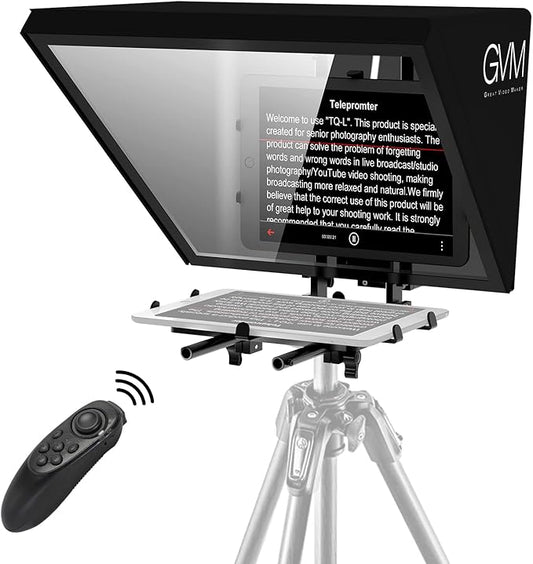 GVM Teleprompters for ipad Tablet DSLR Camera Portable 18'' Teleprompter Kit with Remote Control & App,Solid Aluminum Constructions,Colorless Spectroscope,Ultra HD Wide - Angle Lens | Teleprompters - TrueDesk
