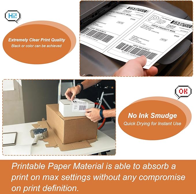 Half Sheet 8.5x5.5inch Shipping Mailing Label 100 Counts, 2 Labels Per Sheet 8.5 x 11 for Laser & Inkjet Printer, Permanent Adhesive Label Square Corner (50 Sheets) | Laser Inkjet Printer Labels - TrueDesk