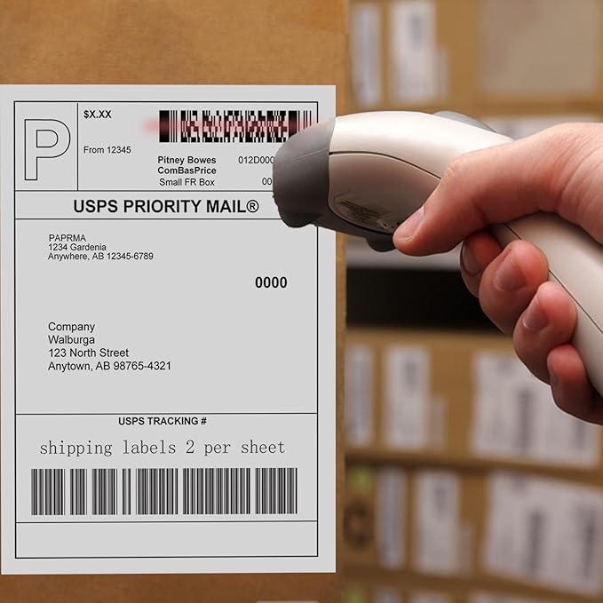 Half Sheet 8.5x5.5inch Shipping Mailing Label 200 Counts, 2 Labels Per Sheet 8.5 x 11 for Laser & Inkjet Printer, Permanent Adhesive Label Square Corner (100 Sheets) | Laser Inkjet Printer Labels - TrueDesk