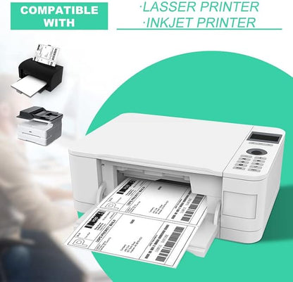Half Sheet 8.5x5.5inch Shipping Mailing Label 200 Counts, 2 Labels Per Sheet 8.5 x 11 for Laser & Inkjet Printer, Permanent Adhesive Label Square Corner (100 Sheets) | Laser Inkjet Printer Labels - TrueDesk