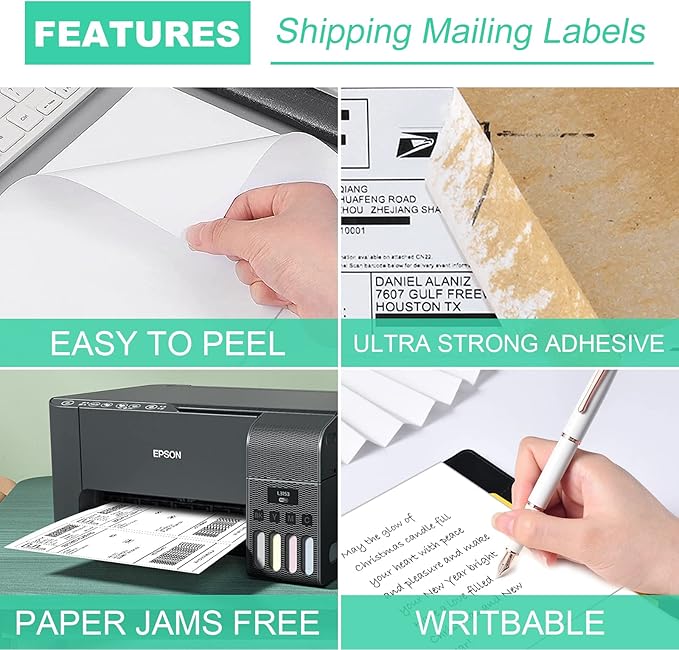 Half Sheet 8.5x5.5inch Shipping Mailing Label 4000 Counts, 2 Labels Per Sheet 8.5 x 11 for Laser & Inkjet Printer, Permanent Adhesive Label Square Corner (2000 Sheets) | Laser Inkjet Printer Labels - TrueDesk