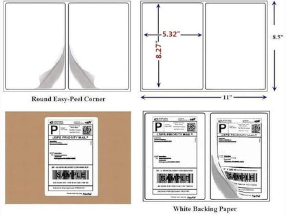 Half Sheet Laser & Inkjet - Rounded Corner Shipping Address Labels - 5 - 1/2" X 8 - 1/2" (1000 Labels) | Laser Inkjet Printer Labels - TrueDesk