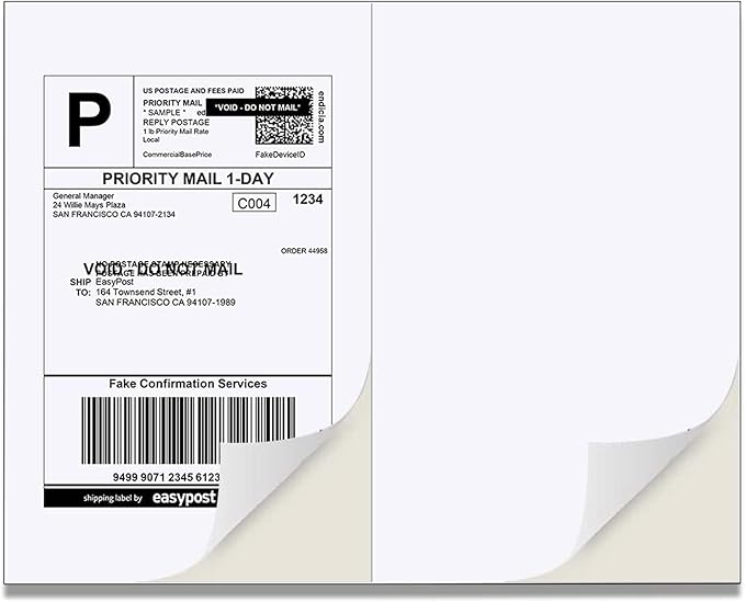 Half Sheet Laser/Ink Jet Shipping Labels UPS FedEx Address Labels (4000 Sheets, 8000 Labels) | Laser Inkjet Printer Labels - TrueDesk