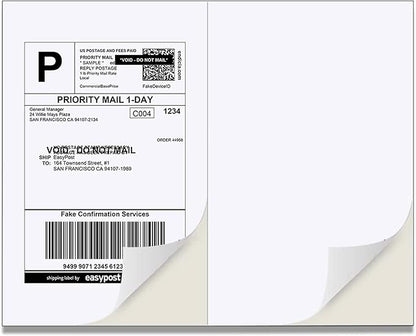 Half Sheet Laser/Ink Jet Shipping Labels UPS FedEx Address Labels (4000 Sheets, 8000 Labels) | Laser Inkjet Printer Labels - TrueDesk