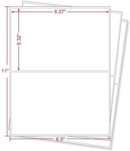 Half Sheet Shipping Labels for Laser & Inkjet Printer - Rounded Corner Shipping Address Labels - 5 - 1/2" X 8 - 1/2" - 50 Labels | Laser Inkjet Printer Labels - TrueDesk