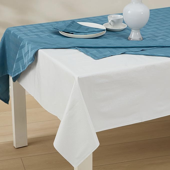 Home Bargains Plus Quilted Heavy Duty Table Pad Protector with Flannel Backing, Cut to Fit, Heat Resistant, Wipe Clean, Protects Table from Spills and Scratches, White, 52” x 168” Rectangle | Table Pads - TrueDesk
