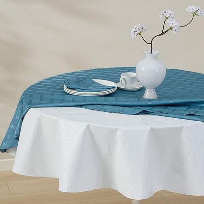 Home Bargains Plus Quilted Heavy Duty Table Pad Protector with Flannel Backing, Cut to Fit, Heat Resistant, Wipe Clean, Protects Table from Spills and Scratches, White, 70” Round Rectangle | Table Pads - TrueDesk