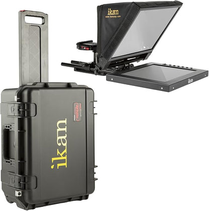 Ikan 12 - inch Portable Teleprompter Kit w/Rolling Case, Adjustable Glass Frame, Easy to Assemble, Extreme Clarity (PT1200 - TK) - Black | Teleprompters - TrueDesk