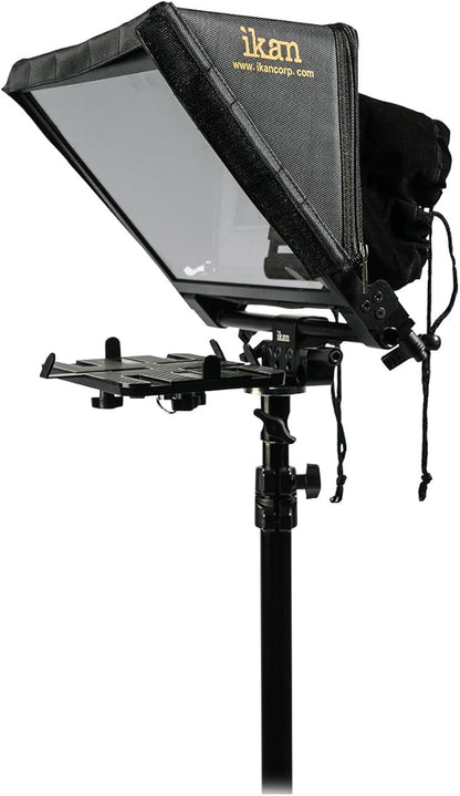 Ikan Elite Tablet Teleprompter, w/Remote for Light Stands, Supports Ipad, Android, and Windows Tablets, Foldable Glass Frame (PT - Elite - LS - RC) - Black | Professional Video Accessories - TrueDesk