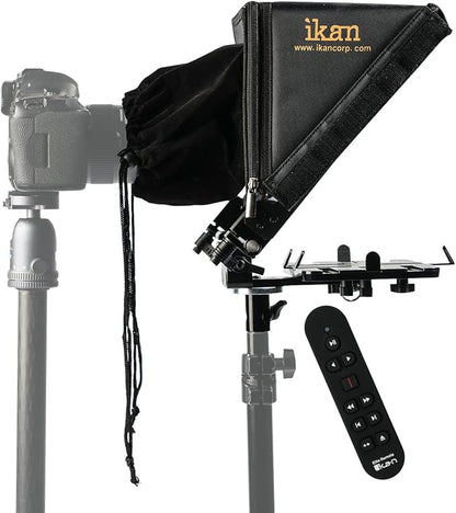 Ikan Elite Tablet Teleprompter, w/Remote for Light Stands, Supports Ipad, Android, and Windows Tablets, Foldable Glass Frame (PT - Elite - LS - RC) - Black | Professional Video Accessories - TrueDesk