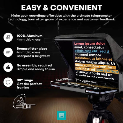iLight PRO 12" Autocue teleprompter iPad Tablet - Kit teleprompter for Video with Remote Control, APP & Carry Bag, Beam Splitter Prompter DSLR, iPhone, APP for Apple Android Mac Win | Teleprompters - TrueDesk
