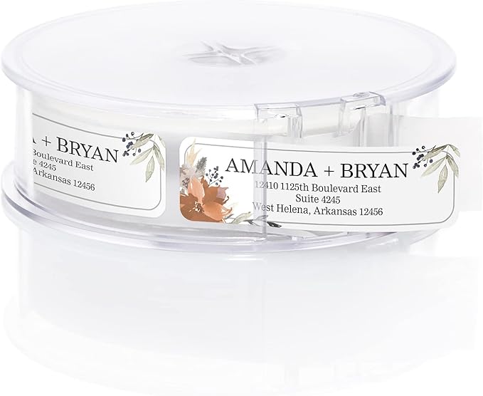 Indie Floral Rolled Address Labels/Roll of 500 Personalized Return Address Labels/Designer Return Address Stickers in Elegant Plastic Dispenser | Address Labels - TrueDesk