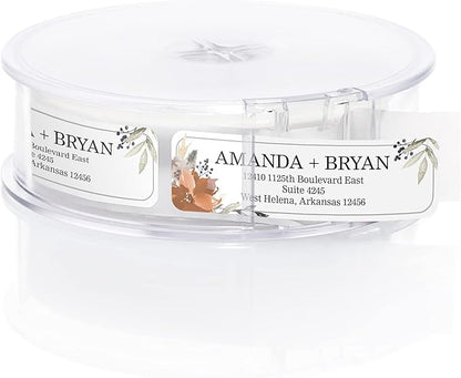 Indie Floral Rolled Address Labels/Roll of 500 Personalized Return Address Labels/Designer Return Address Stickers in Elegant Plastic Dispenser | Address Labels - TrueDesk