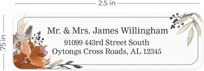 Indie Floral Rolled Address Labels/Roll of 500 Personalized Return Address Labels/Designer Return Address Stickers in Elegant Plastic Dispenser | Address Labels - TrueDesk