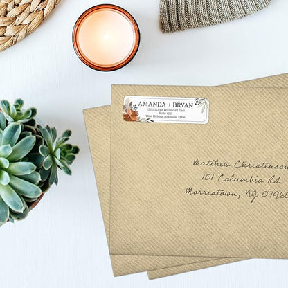Indie Floral Rolled Address Labels/Roll of 500 Personalized Return Address Labels/Designer Return Address Stickers in Elegant Plastic Dispenser | Address Labels - TrueDesk