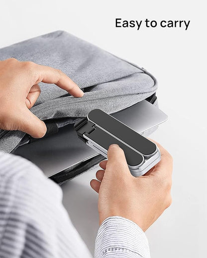 【Innovative & Ultra Compact】SODI Foldable Laptop Stand for Desk, Lightweight Portable Tablet Holder for Business Travel, Cafe, 6 Level Height Adjust Computer Holder for MacBook, Tablet 10 - 16", Silver | Stands - TrueDesk