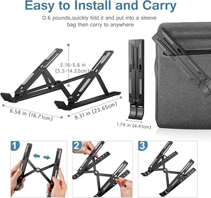 ivoler Laptop Stand, Laptop Holder Riser Computer Tablet Stand, 6 Angles Adjustable Aluminum Ergonomic Foldable Portable Desktop Holder Compatible with 10 - 15.6” MacBook,iPad, HP, Dell, Lenovo Black | Stands - TrueDesk