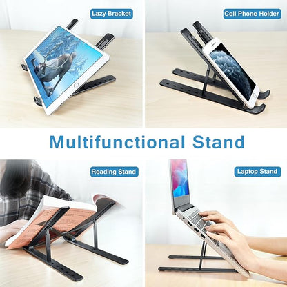 ivoler Laptop Stand, Laptop Holder Riser Computer Tablet Stand, 6 Angles Adjustable Aluminum Ergonomic Foldable Portable Desktop Holder Compatible with 10 - 15.6” MacBook,iPad, HP, Dell, Lenovo Black | Stands - TrueDesk
