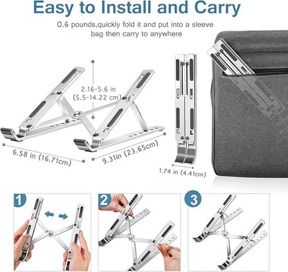 ivoler Laptop Stand, Laptop Holder Riser Computer Tablet Stand, 6 Angles Adjustable Aluminum Ergonomic Foldable Portable Desktop Holder Compatible with 10 - 15.6” MacBook,iPad, HP, Dell, Lenovo Silver | Stands - TrueDesk