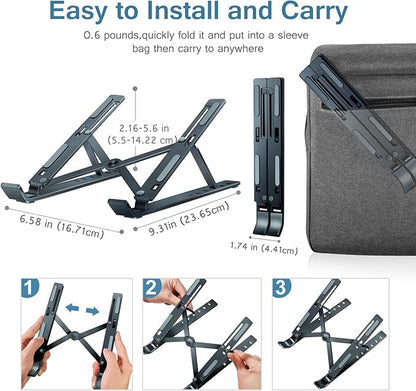 ivoler Laptop Stand, Laptop Holder Riser Computer Tablet Stand, 6 Angles Adjustable Aluminum Ergonomic Foldable Portable Desktop Holder Compatible with MacBook,iPad 10 - 15.6” Midnight Blue | Stands - TrueDesk