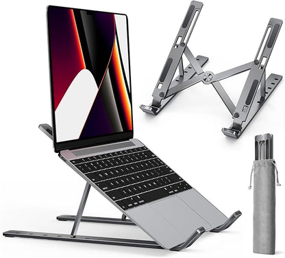 ivoler Laptop Stand, Laptop Holder Riser Computer Tablet Stand, 6 Angles Adjustable Aluminum Ergonomic Foldable Portable Desktop Holder Compatible with MacBook,iPad, HP, Dell, Lenovo 10 - 15.6” Gray | Stands - TrueDesk