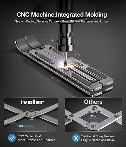 ivoler Laptop Stand, Laptop Holder Riser Computer Tablet Stand, 6 Angles Adjustable Aluminum Ergonomic Foldable Portable Desktop Holder Compatible with MacBook,iPad, HP, Dell, Lenovo 10 - 15.6” Gray | Stands - TrueDesk