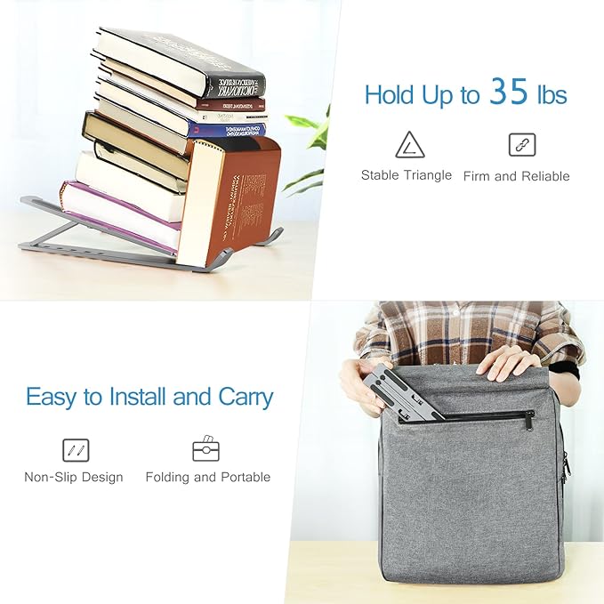 ivoler Laptop Stand, Laptop Holder Riser Computer Tablet Stand, 6 Angles Adjustable Aluminum Ergonomic Foldable Portable Desktop Holder Compatible with MacBook,iPad, HP, Dell, Lenovo 10 - 15.6” Gray | Stands - TrueDesk
