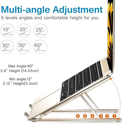 ivoler Laptop Stand, Laptop Holder Riser Computer Tablet Stand, 6 Angles Adjustable Aluminum Ergonomic Foldable Portable Desktop Holder Compatible with MacBook,iPad, HP, Dell10 - 15.6” Starlight | Stands - TrueDesk