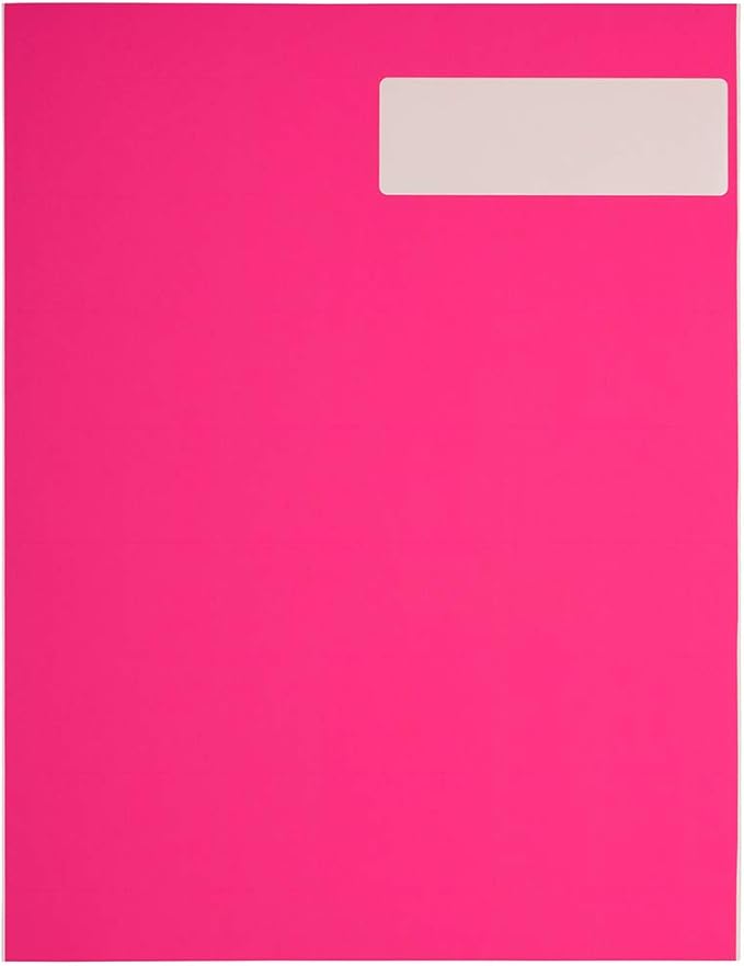 JAM Paper® Address Labels - 1 1/3 x 4 in - Neon Pink - 14 Labels per Sheet, 126 Per Pack | Address Labels - TrueDesk