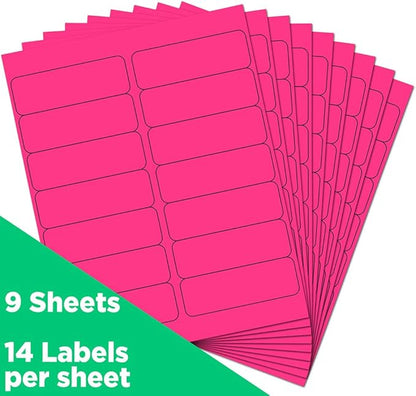JAM Paper® Address Labels - 1 1/3 x 4 in - Neon Pink - 14 Labels per Sheet, 126 Per Pack | Address Labels - TrueDesk