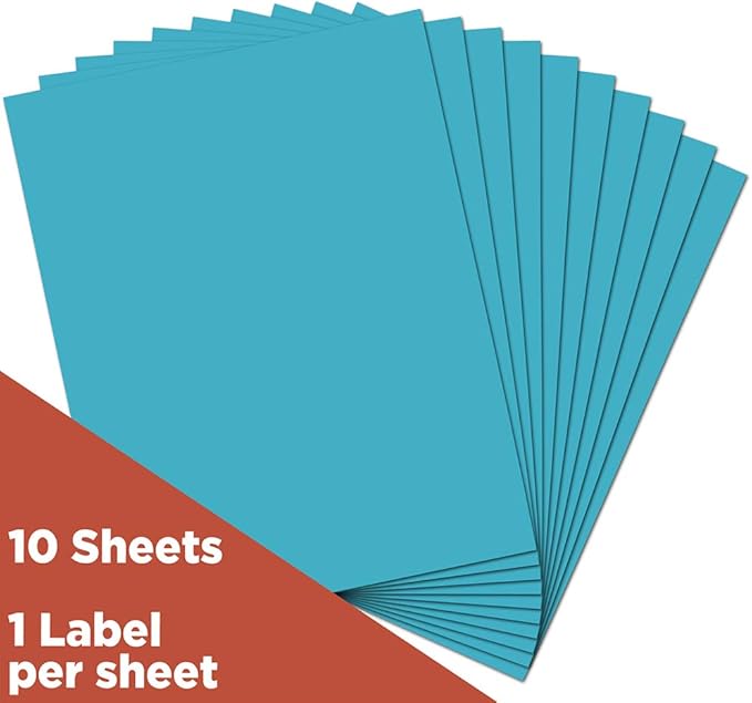 JAM PAPER Full Sheet Shipping Labels - Printable Sticker Paper - 8 1/2 x 11 - Blue - 10 Full Pages/Pack | Laser Inkjet Printer Labels - TrueDesk