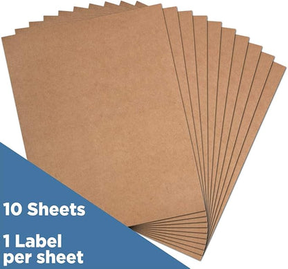 JAM PAPER Full Sheet Shipping Labels - Printable Sticker Paper - 8 1/2 x 11 - Brown Kraft - 10 Full Pages/Pack | Laser Inkjet Printer Labels - TrueDesk
